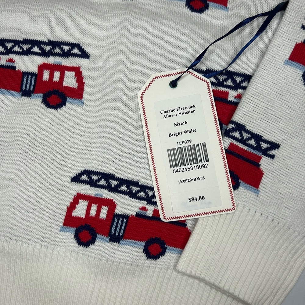 NWT CLASSIC PREP CHARLIE FIRETRUCK ALLOVER SWEATER - Picture 4 of 7
